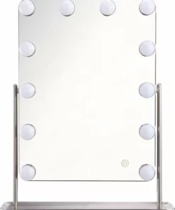 FlinQ Design Hollywood Make-up Spiegel - 360 Graden Kantelbaar - 12 LED-lampjes - Drie Lichtmodi -NIVEA Shop 550x669