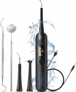 V-Goods Professionele Tandsteen Verwijderaar - 5 Standen - Inclusief Tandarts Set - Met 3 Opzetstukken - Elektrisch - Tandplak