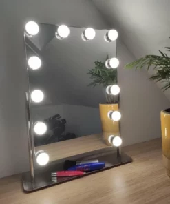 FlinQ Design Hollywood Make-up Spiegel - 360 Graden Kantelbaar - 12 LED-lampjes - Drie Lichtmodi -NIVEA Shop 550x733 4