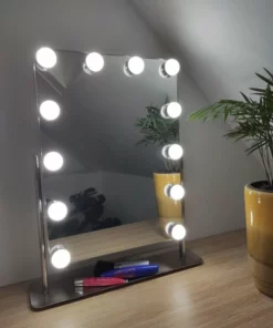 FlinQ Design Hollywood Make-up Spiegel - 360 Graden Kantelbaar - 12 LED-lampjes - Drie Lichtmodi -NIVEA Shop 550x733 5