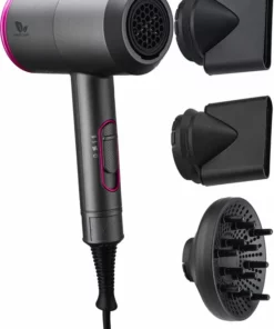 Vivid Green Ionische Fohn Met Diffuser - Haarfohn - Haardroger - 3 Standen - Zwart